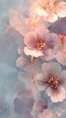 Delicate pink and white flowers with textured petals create a serene and beautiful floral arrangement, perfect for calming backgrounds.