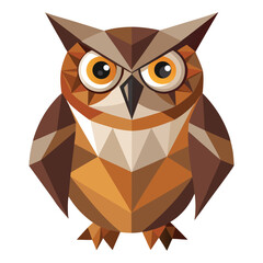 Low poly owl with wide eyes