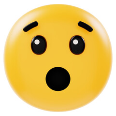Surprized Emoji face  3d icon in cartoon plastic style minimal isolated on transparent white background, clipping path	