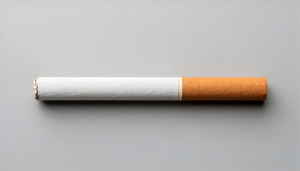 Single Unlit Cigarette on Grey Background Studio Shot