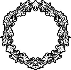 ecorative vector frames in baroque and rococo styles, featuring intricate gold and black & white designs. Includes round and square formats for elegant design projects.