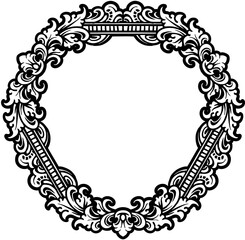 ecorative vector frames in baroque and rococo styles, featuring intricate gold and black & white designs. Includes round and square formats for elegant design projects.