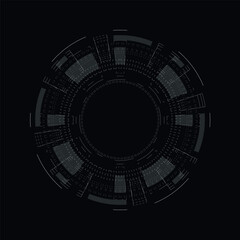 Futuristic Circular HUD Interface Element on Dark Background

