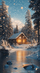 Cozy Winter Cabin by the River