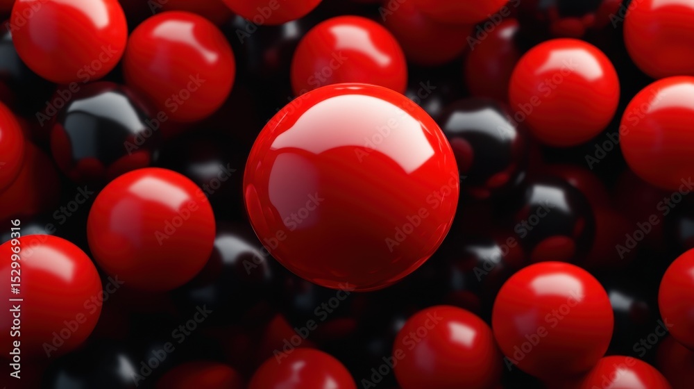 Poster this vibrant image showcases an array of glossy red and black spheres, creating a visually striking 
