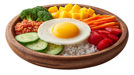 Korean Rice Bowl Fried Egg Vegetables Kimchi Gochujang Black Stone Bowl