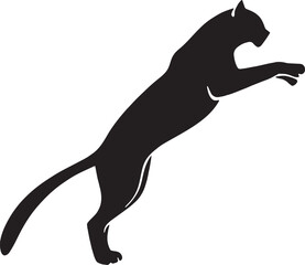 Crouched jumping panther silhouette showing strength and agility. Great for tattoos, sports branding, jungle themes, or action-based designs.