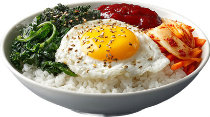 Bibimbap Korean Rice Dish with Beef Vegetables Sunny Egg Carrots Cucumber