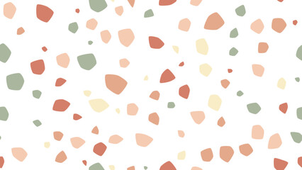 Terrazzo Seamless Vector Pattern - Boho Mid-Century Pebbles