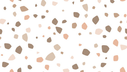 Modern seamless terrazzo vector pattern with organic shapes in neutral earth tones. Perfect for textiles, wallpaper, packaging & digital design projects.