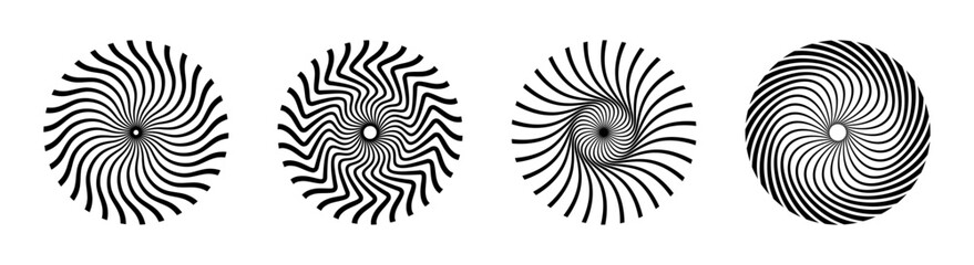 A series of black and white swirls