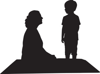silhouette of a woman and child