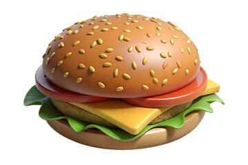 Stylized 3d render of a sesame seed burger