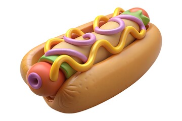 Stylized 3d render of a delicious hot dog