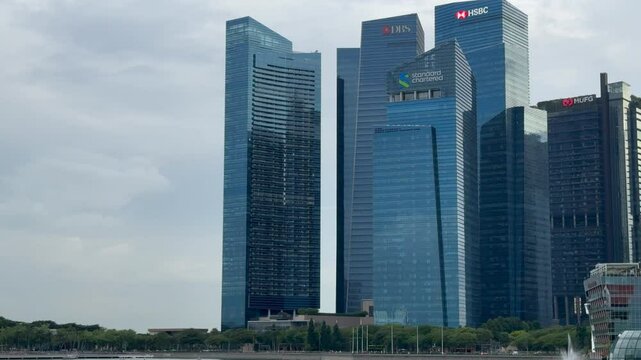Singapore - October 08, 2024: Modern Skyscrapers of Singapore Financial District