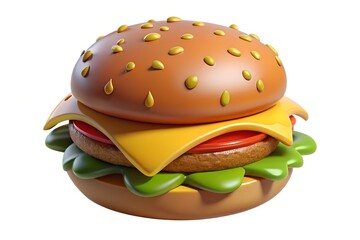 Stylized 3d render of a delicious cheeseburger