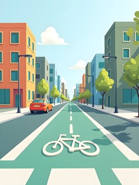 Stylish Bicycle Lane Icon for City Designs