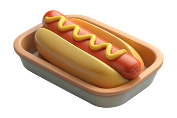 3d render of hot dog in tray with mustard