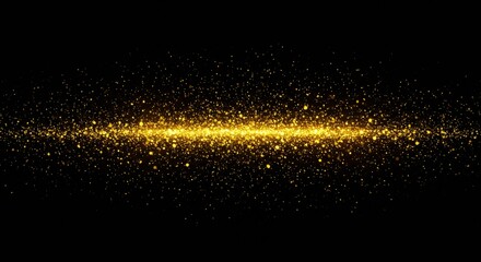 Abstract Golden Glitter Sparkle Light Effect on Black Background