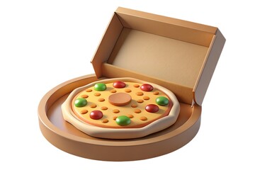 Stylized 3d render of pizza in a box