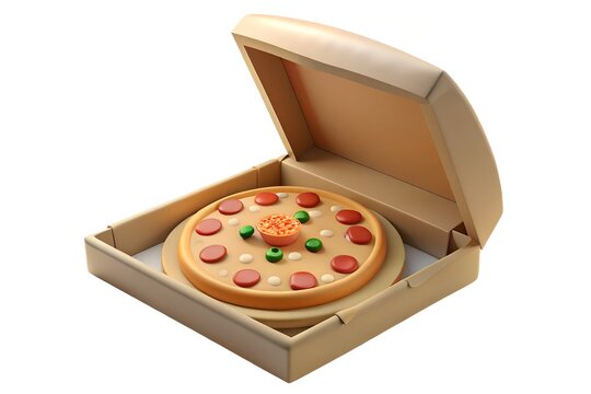 Stylized 3d render of pizza in a box