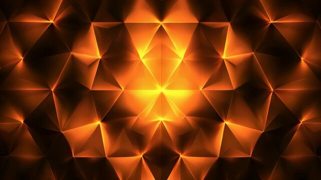 Geometric orange pattern background with glowing triangles and elegant reflections