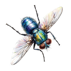 watercolor of Fly Close Up, vector, isolated on a white background.