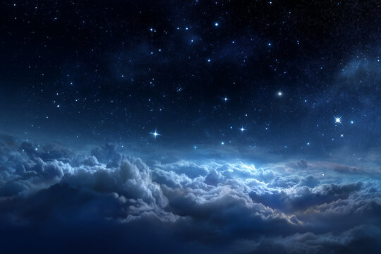 Starry night sky with clouds