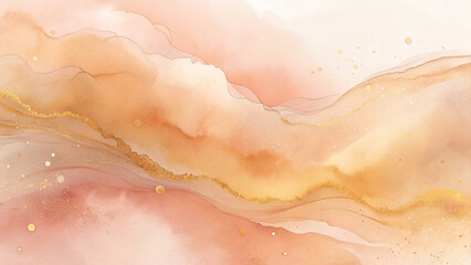 Obraz premium abstract watercolor soft peach and radiant gold