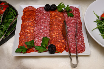 Food on table for celebrities. Appetizer on the table - party