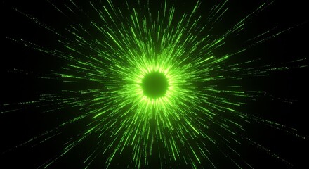 Obraz premium Abstract Green Explosion Light Energy Background Space Particle Effect