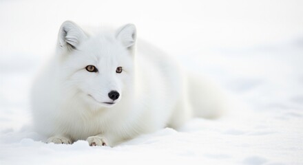 Serene Arctic Fox Portrait: Elegant White Fox on Clean Snow