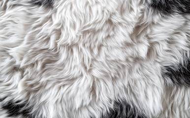 Close-up of white and black zebra fur texture, showing soft, plush hair and dense stripes. High-resolution, realistic image evokes luxury and cozy comfort for elegant design projects