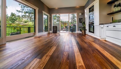 Fototapeta premium low angle shot of a home with luxury vinyl plank flooring