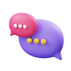 3D Render: Colorful Chat Bubbles, Communication Concept, Online Messaging Icons