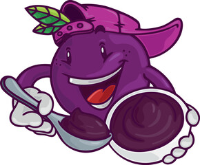 AÇAÍ FRUIT MASCOT OR CHARACTER AMAZONIA BRAZIL - CREAM, JUICE AND FRUIT