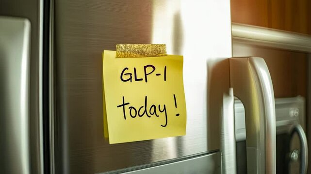 A bright yellow sticky note is attached to a stainless steel refrigerator, serving as a reminder for daily tasks and enhancing organization in the kitchen