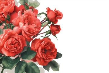 Exquisite Watercolor Roses: Vibrant Floral Arrangement and Romantic Botanical Illustration