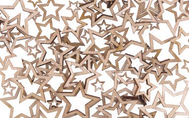 wooden holiday stars isolated on white background