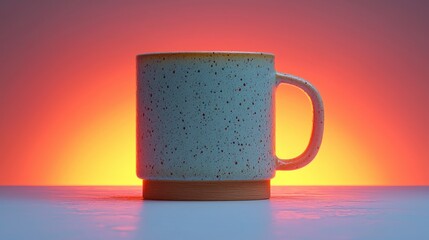 Speckled mug with orange glow background
