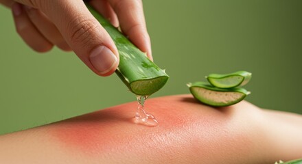 Aloe vera gel applied to sunburnt skin