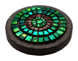 Vibrant mosaic art installation gallery space decorative element contemporary isolated on transparent background