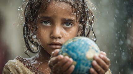 Close-Up Portrait of Vulnerable Child Evoking Compassion on World Humanitarian Day