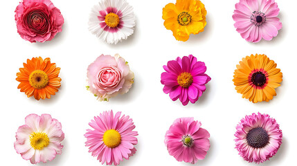 collection of flower on white background,isolated on white,clip art
