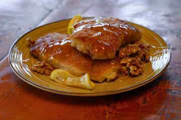 Sweet cake with honey and walnuts