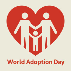 Print World Adoption Day Vector Illustration – Solid Color Family & Love Concept Design (No Gradient, No Image) 