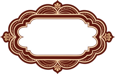 Elegant decorative border frame with ornamental elements in maroon and beige colors