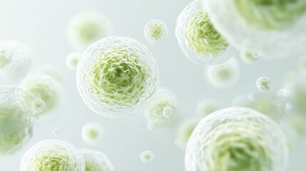 Floating Green Cells Representing Lymphoma Biology and Scientific Awareness Campaign Theme