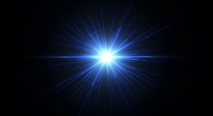 Abstract Illustration of Blue Light Burst Star Flare Shiny Glow Beam