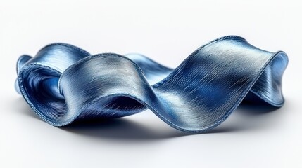 Wavy blue ribbon, shiny and smooth texture
